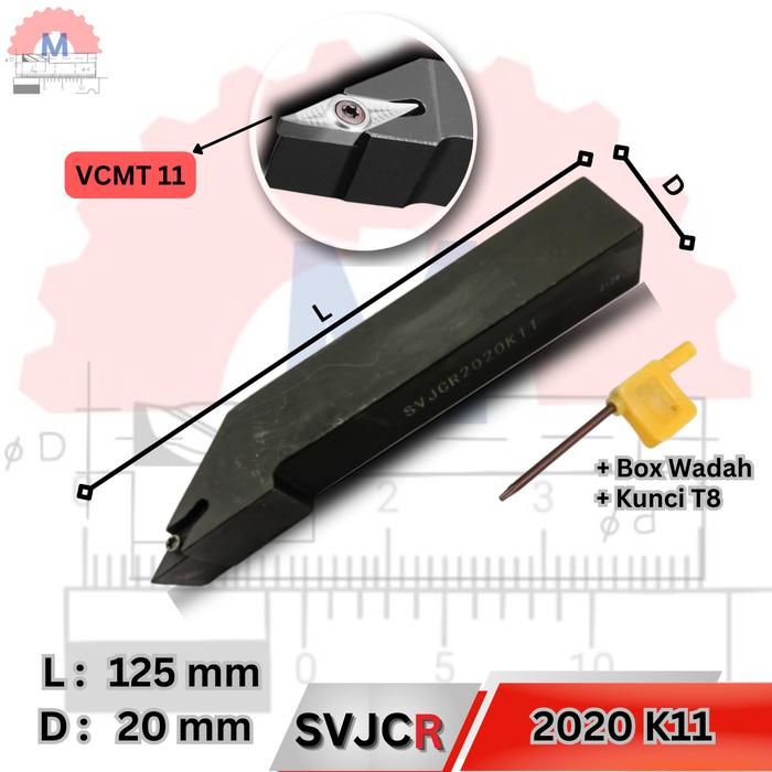 Stang Bubut Luar SVJCR Holder VCMT (Tanpa Insert) External Turning Tool
