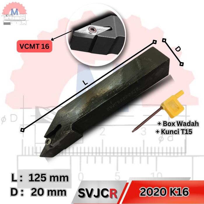 Stang Bubut Luar SVJCR Holder VCMT (Tanpa Insert) External Turning Tool