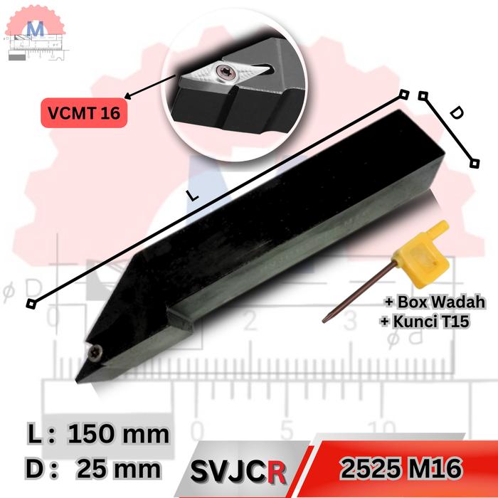 Stang Bubut Luar SVJCR Holder VCMT (Tanpa Insert) External Turning Tool
