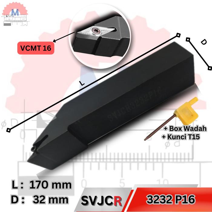 Stang Bubut Luar SVJCR Holder VCMT (Tanpa Insert) External Turning Tool