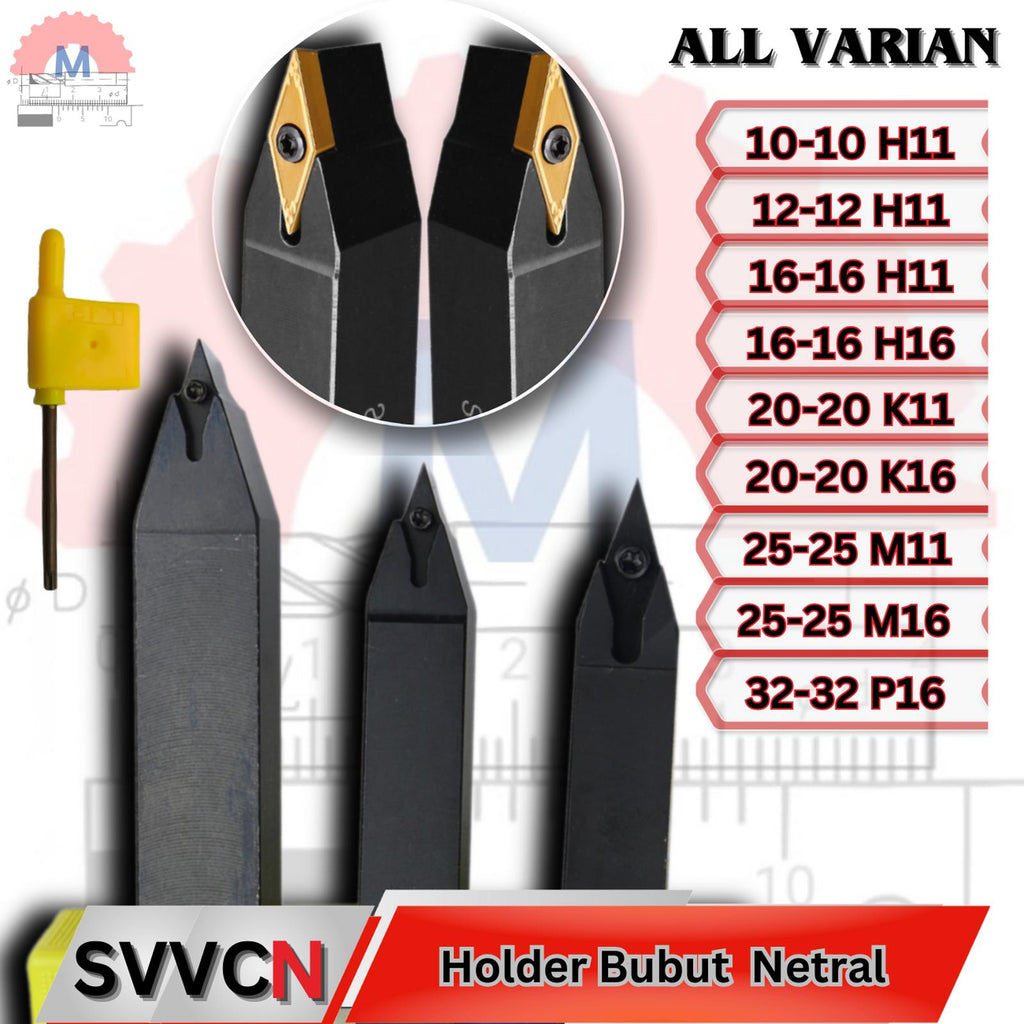 Stang Bubut Netral SVVCN Holder VCMT (Tanpa Insert) External Turning Tool