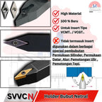 Stang Bubut Netral SVVCN Holder VCMT (Tanpa Insert) External Turning Tool