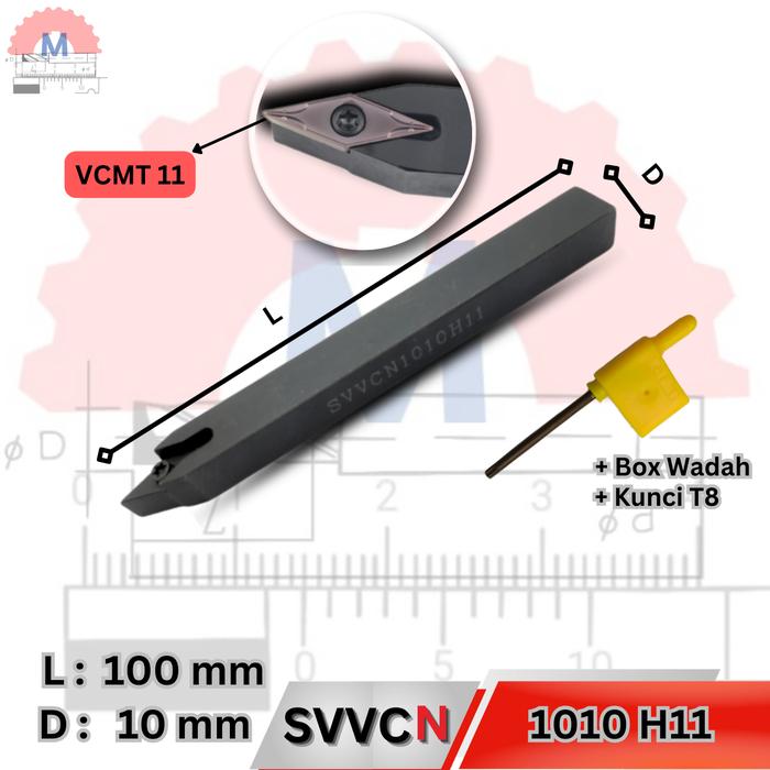 Stang Bubut Netral SVVCN Holder VCMT (Tanpa Insert) External Turning Tool