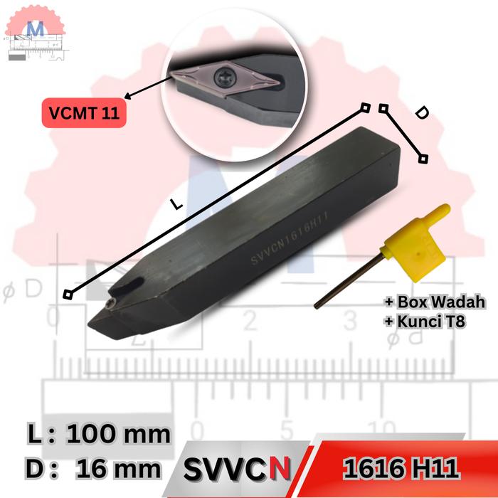Stang Bubut Netral SVVCN Holder VCMT (Tanpa Insert) External Turning Tool