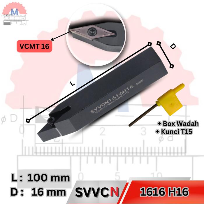 Stang Bubut Netral SVVCN Holder VCMT (Tanpa Insert) External Turning Tool