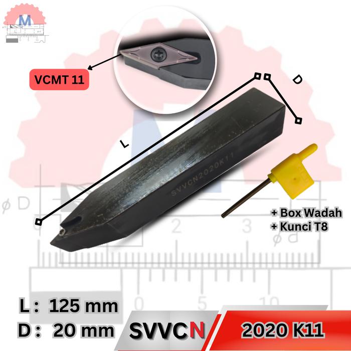 Stang Bubut Netral SVVCN Holder VCMT (Tanpa Insert) External Turning Tool