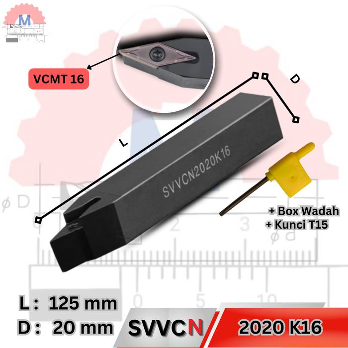 Stang Bubut Netral SVVCN Holder VCMT (Tanpa Insert) External Turning Tool