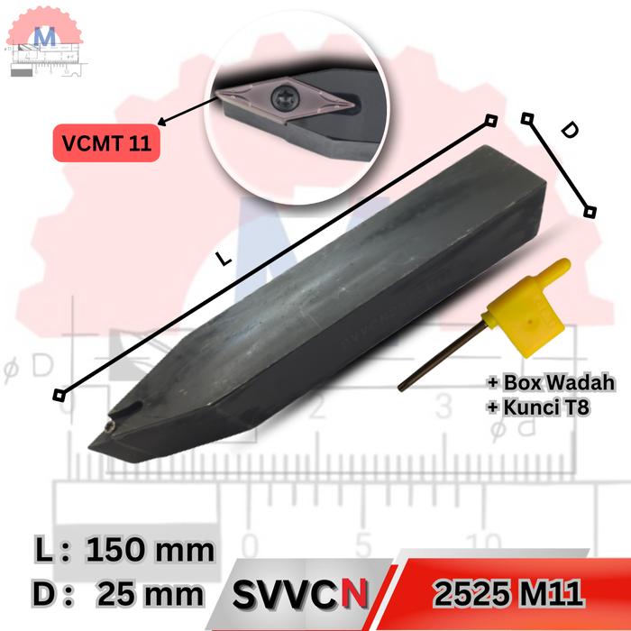 Stang Bubut Netral SVVCN Holder VCMT (Tanpa Insert) External Turning Tool