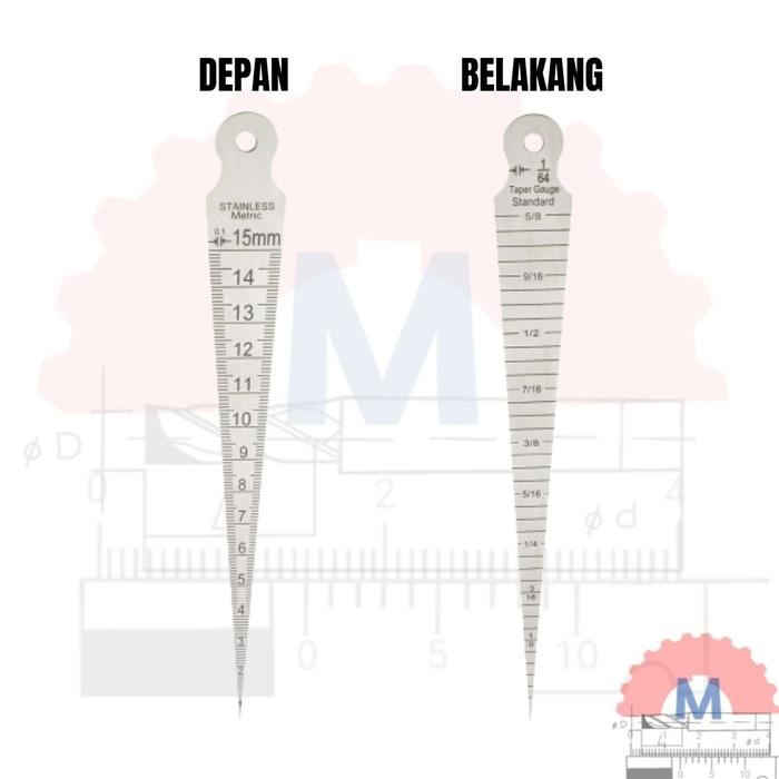 Taper Gauge 15mm / Pengukur Celah & Diameter Lubang (Inner Hole Gauge)