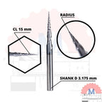 Taper Ballnose CNC Router Bit 2F (3.175mm 4mm 6mm) / Mata CNC Ukir Kayu