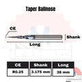 Taper Ballnose CNC Router Bit 2F (3.175mm 4mm 6mm) / Mata CNC Ukir Kayu