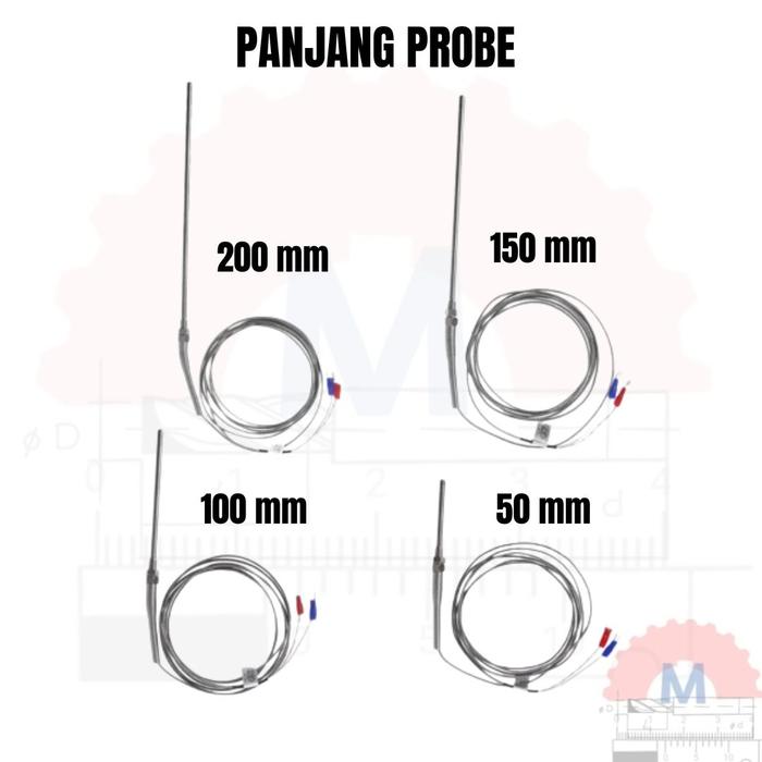 Thermocouple Type K M8 Probe Kabel 2M (Probe 50-200mm) / Sensor Suhu Termokopel