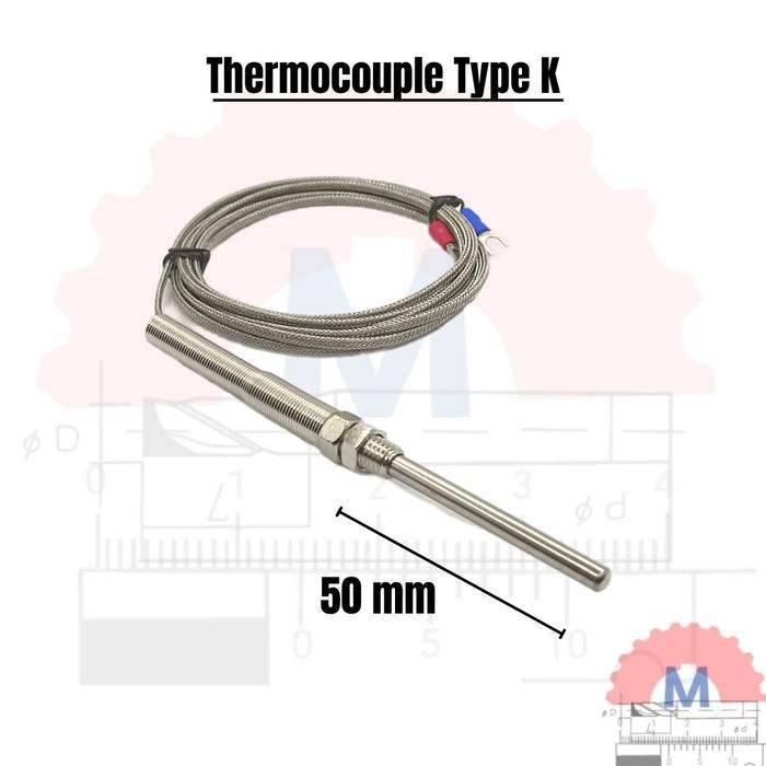 Thermocouple Type K M8 Probe Kabel 2M (Probe 50-200mm) / Sensor Suhu Termokopel