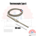 Thermocouple Type K M8 Probe Kabel 2M (Probe 50-200mm) / Sensor Suhu Termokopel
