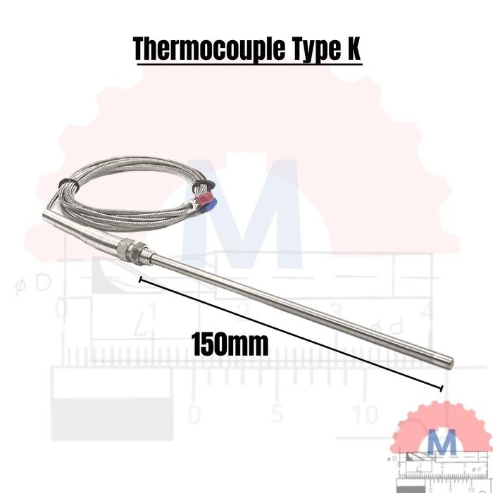 Thermocouple Type K M8 Probe Kabel 2M (Probe 50-200mm) / Sensor Suhu Termokopel