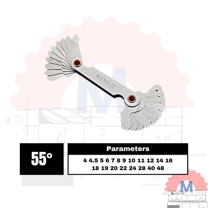 Mal Ulir Thread Pitch Gauge 55° 60° / Pengukur Drat Ulir Screw Gauge