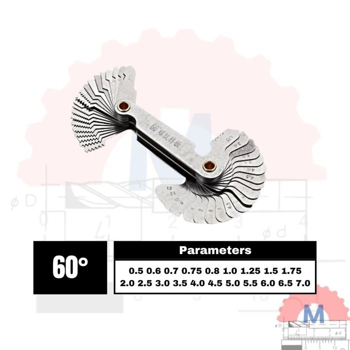 Mal Ulir Thread Pitch Gauge 55° 60° / Pengukur Drat Ulir Screw Gauge