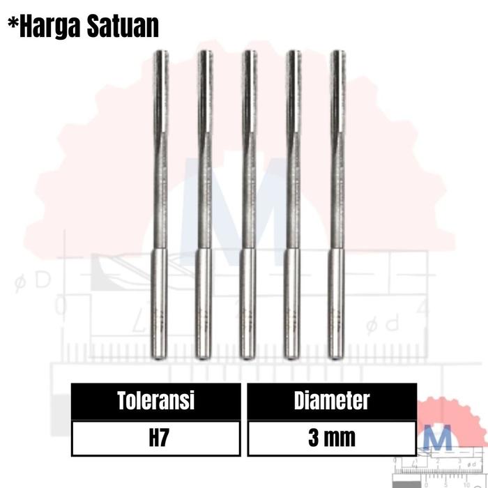 Reamer HSS Straight Mesin Presisi 3mm - 12mm H7 H8