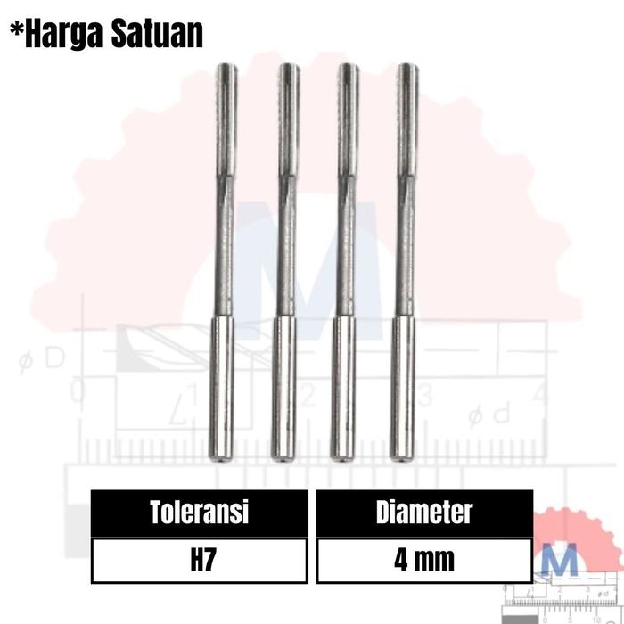 Reamer HSS Straight Mesin Presisi 3mm - 12mm H7 H8
