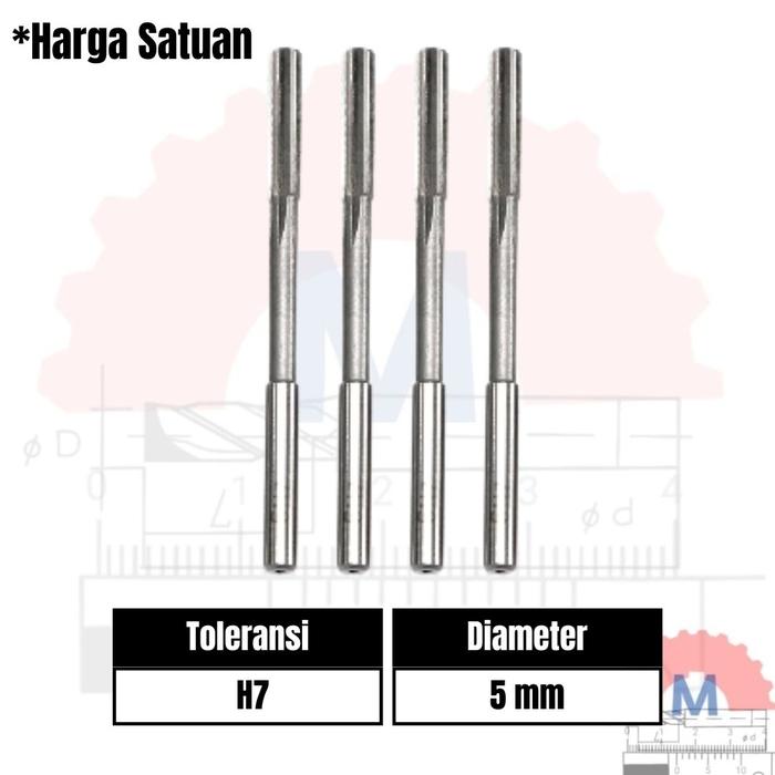 Reamer HSS Straight Mesin Presisi 3mm - 12mm H7 H8
