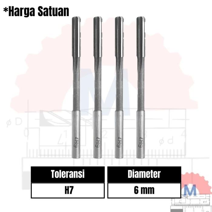 Reamer HSS Straight Mesin Presisi 3mm - 12mm H7 H8