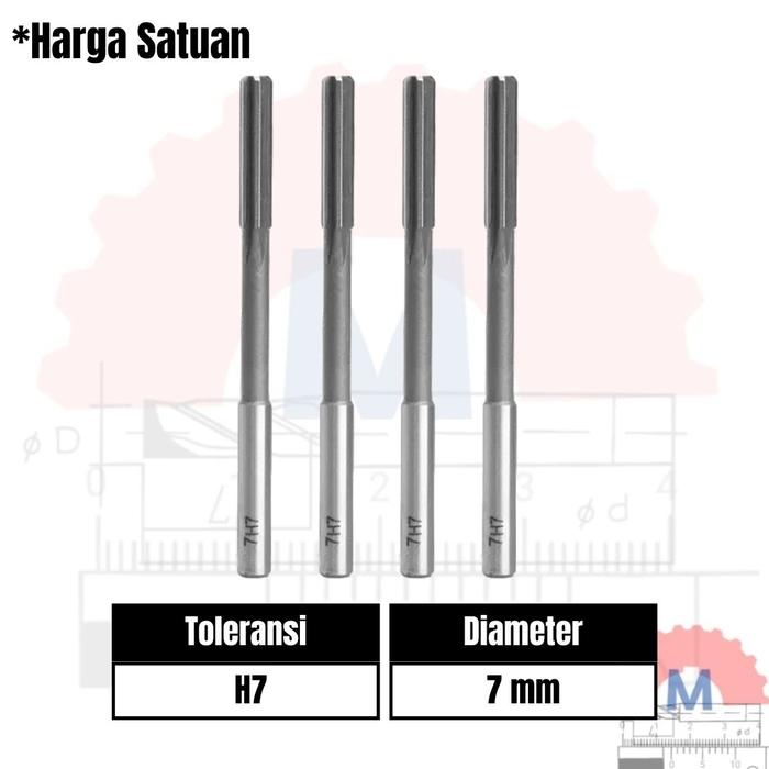 Reamer HSS Straight Mesin Presisi 3mm - 12mm H7 H8