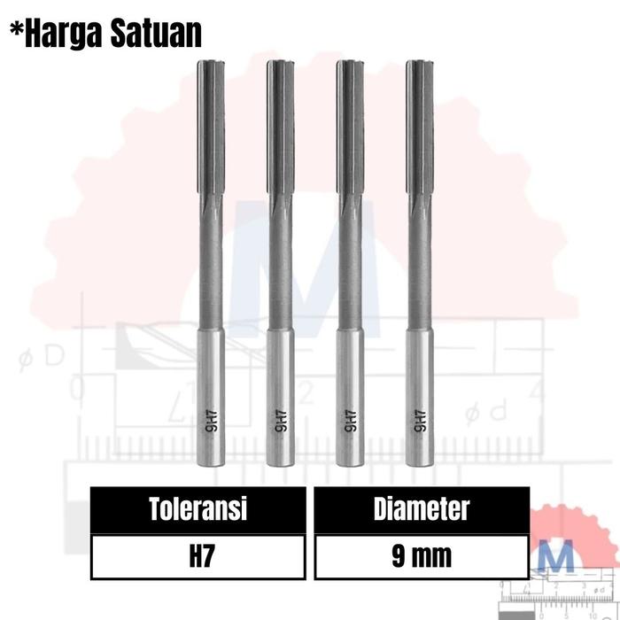 Reamer HSS Straight Mesin Presisi 3mm - 12mm H7 H8