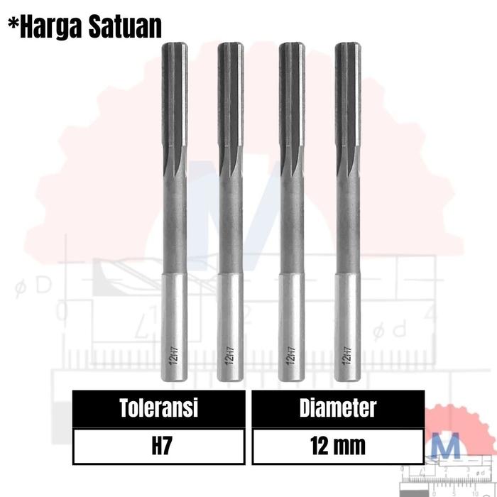 Reamer HSS Straight Mesin Presisi 3mm - 12mm H7 H8