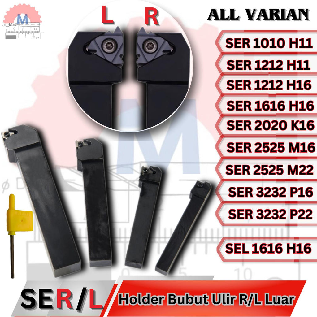 Holder Bubut Ulir Luar SER SEL Insert MMT External Threading Tool