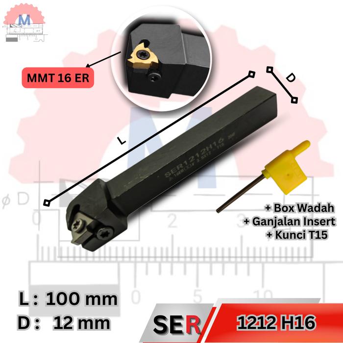 Holder Bubut Ulir Luar SER SEL Insert MMT External Threading Tool