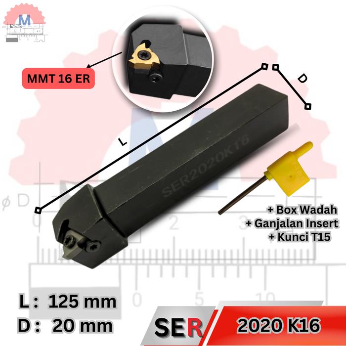Holder Bubut Ulir Luar SER SEL Insert MMT External Threading Tool