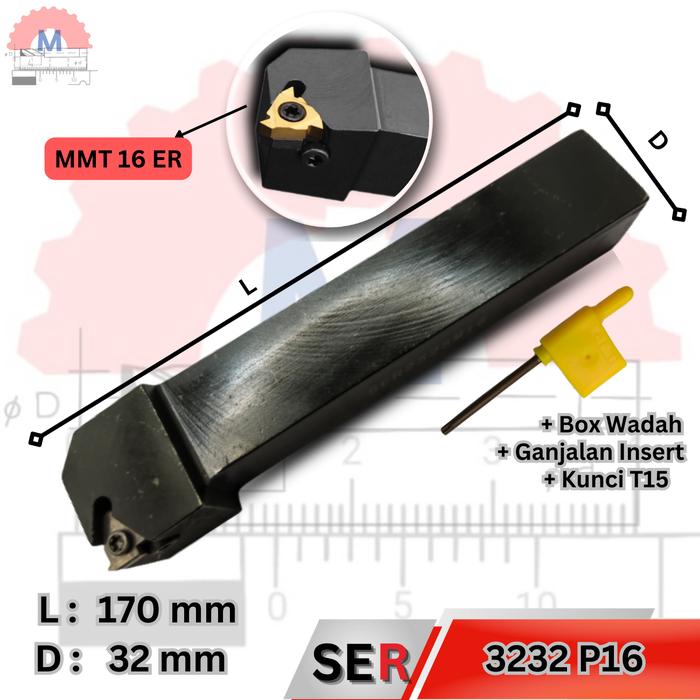 Holder Bubut Ulir Luar SER SEL Insert MMT External Threading Tool
