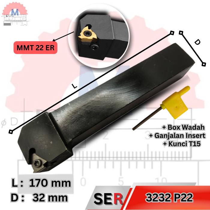 Holder Bubut Ulir Luar SER SEL Insert MMT External Threading Tool