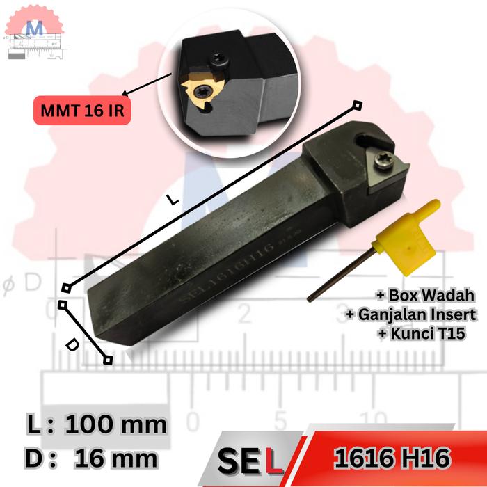 Holder Bubut Ulir Luar SER SEL Insert MMT External Threading Tool