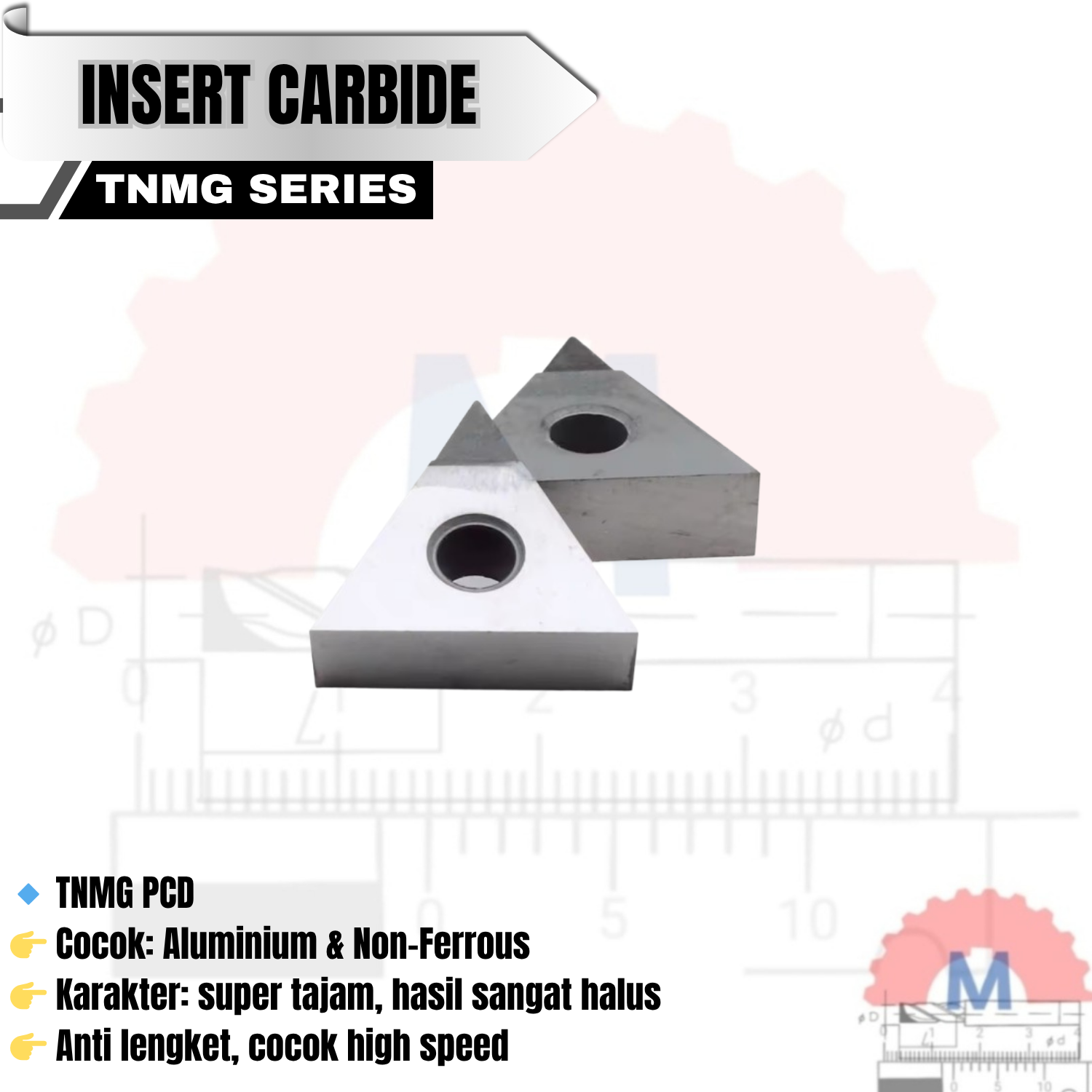 Insert Bubut TNMG1604 Carbide/CBN/PCD Series