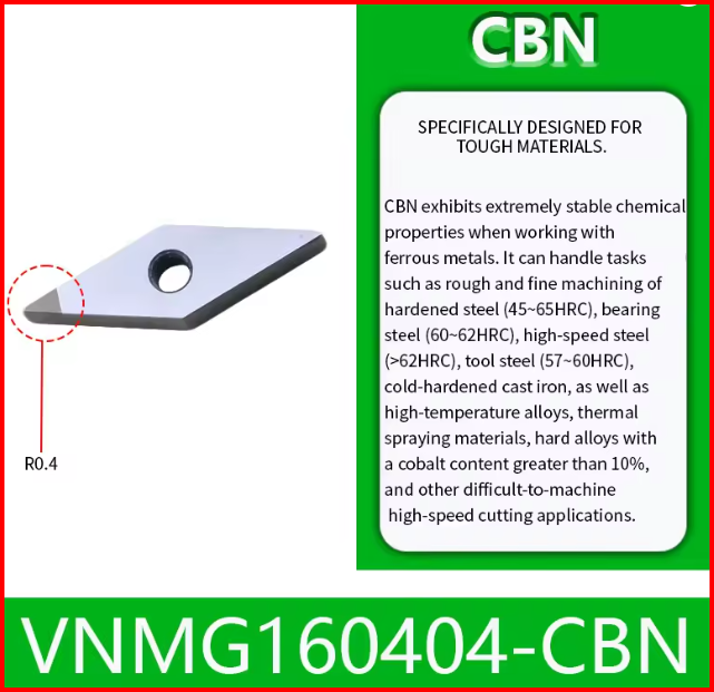 Insert Bubut VNMG1604 Carbide/CBN/PCD Series