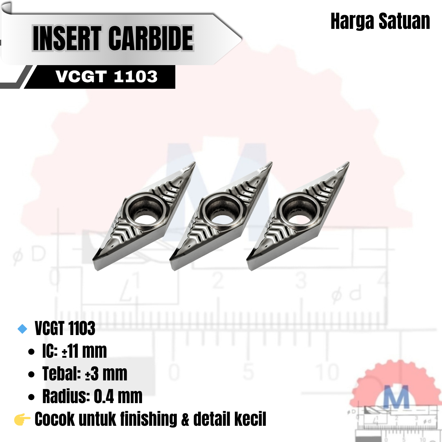 Insert Bubut VCGT Carbide Aluminum H01 Series