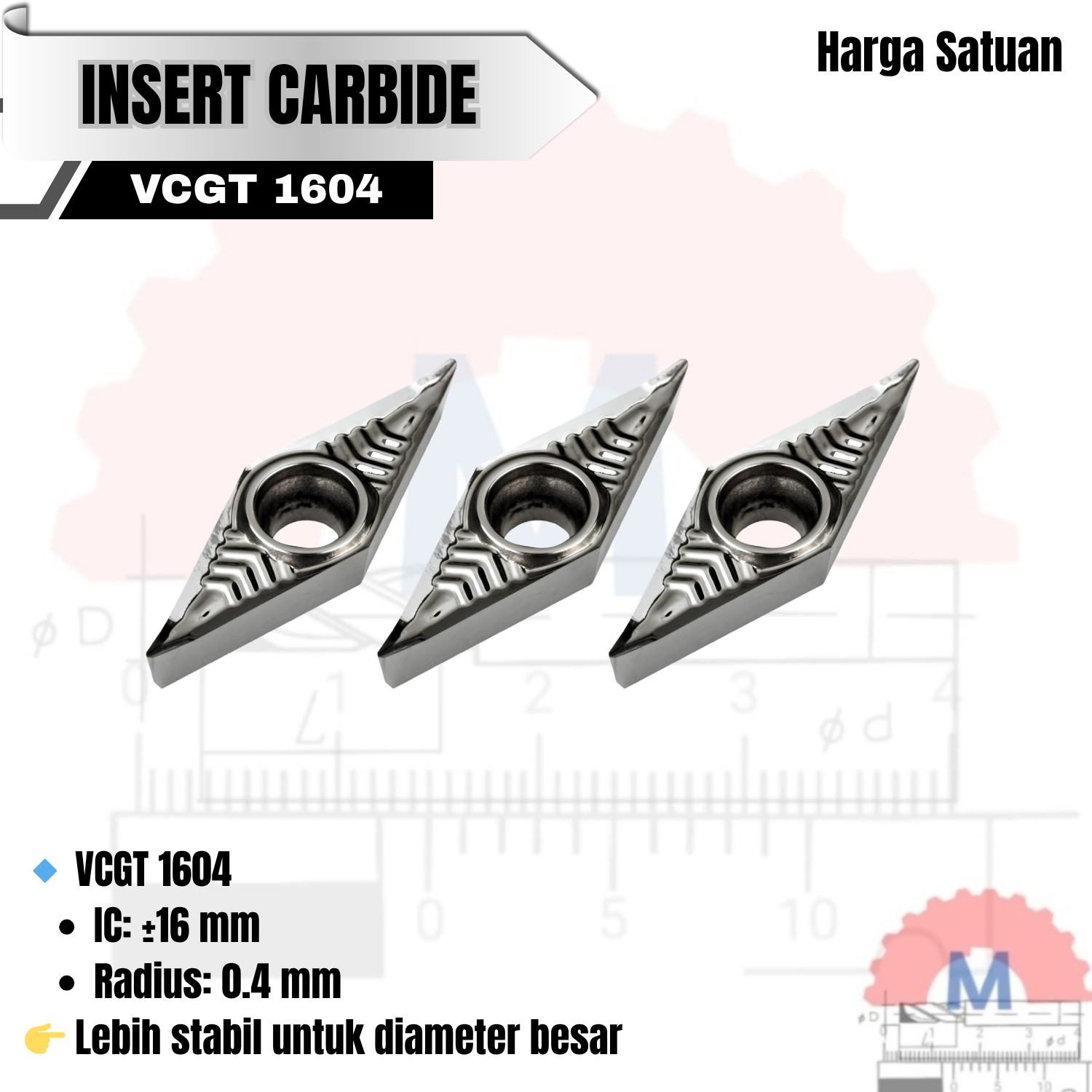 Insert Bubut VCGT Carbide Aluminum H01 Series