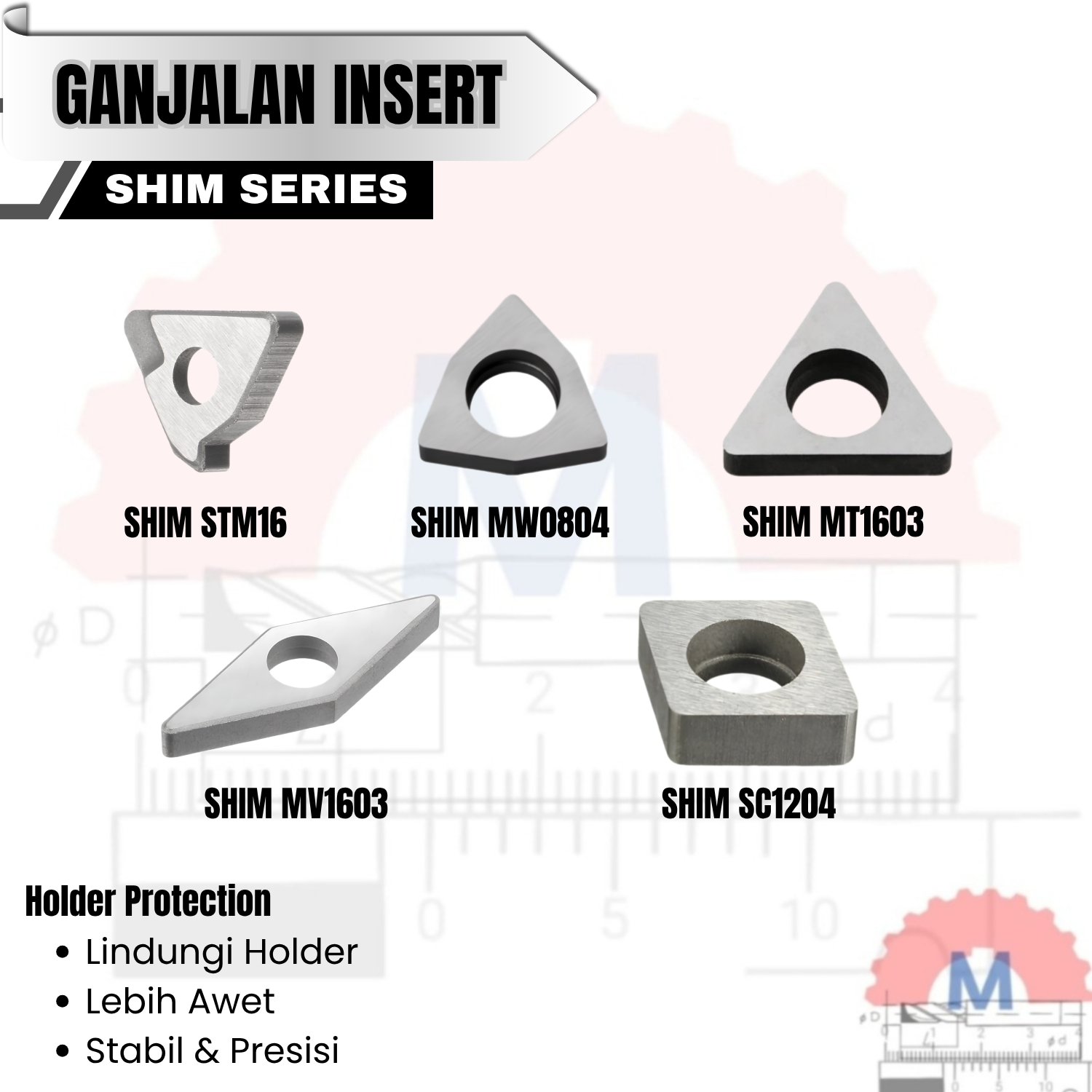Shim Insert Carbide / Ganjalan Insert Bubut (Berbagai Tipe)