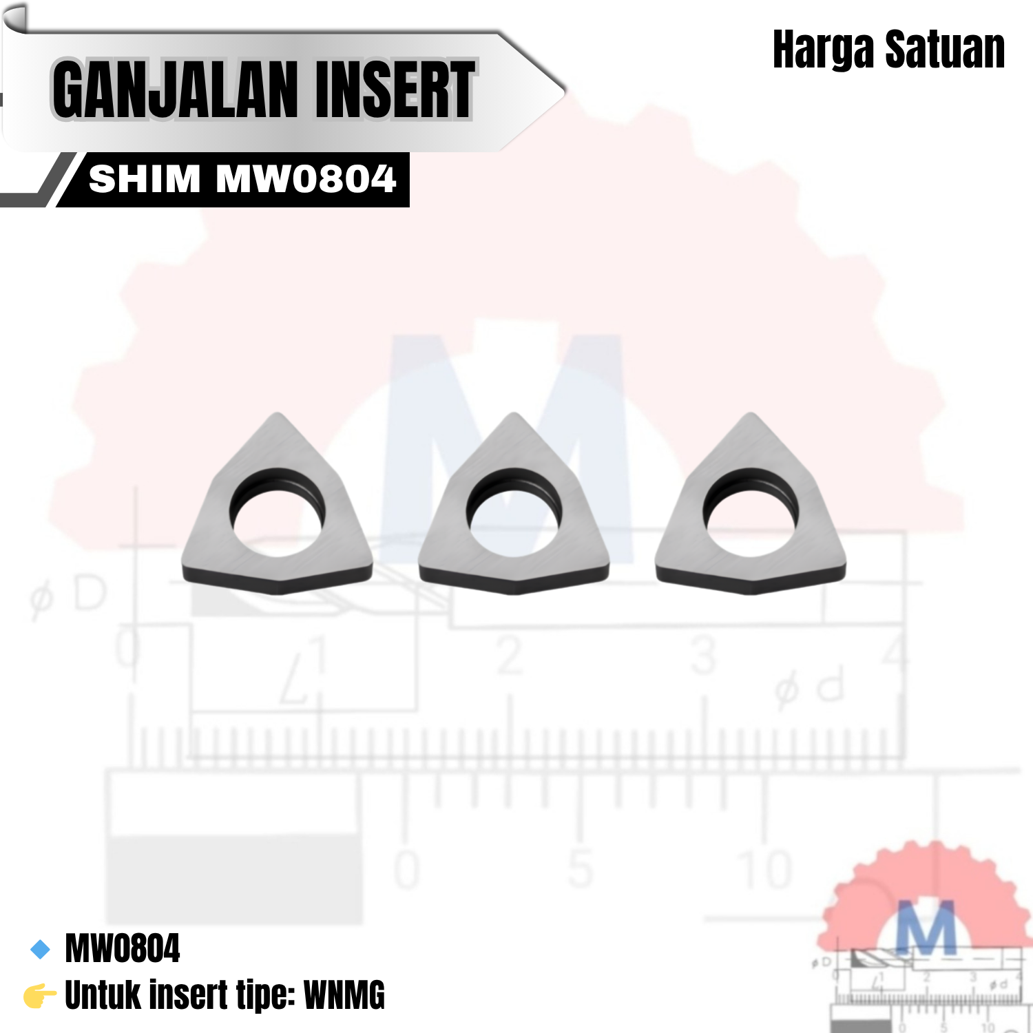 Shim Insert Carbide / Ganjalan Insert Bubut (Berbagai Tipe)