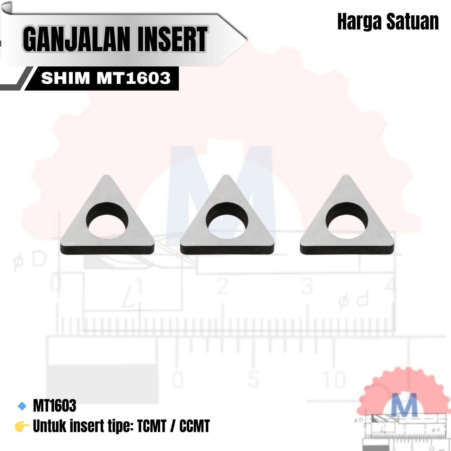 Shim Insert Carbide / Ganjalan Insert Bubut (Berbagai Tipe)