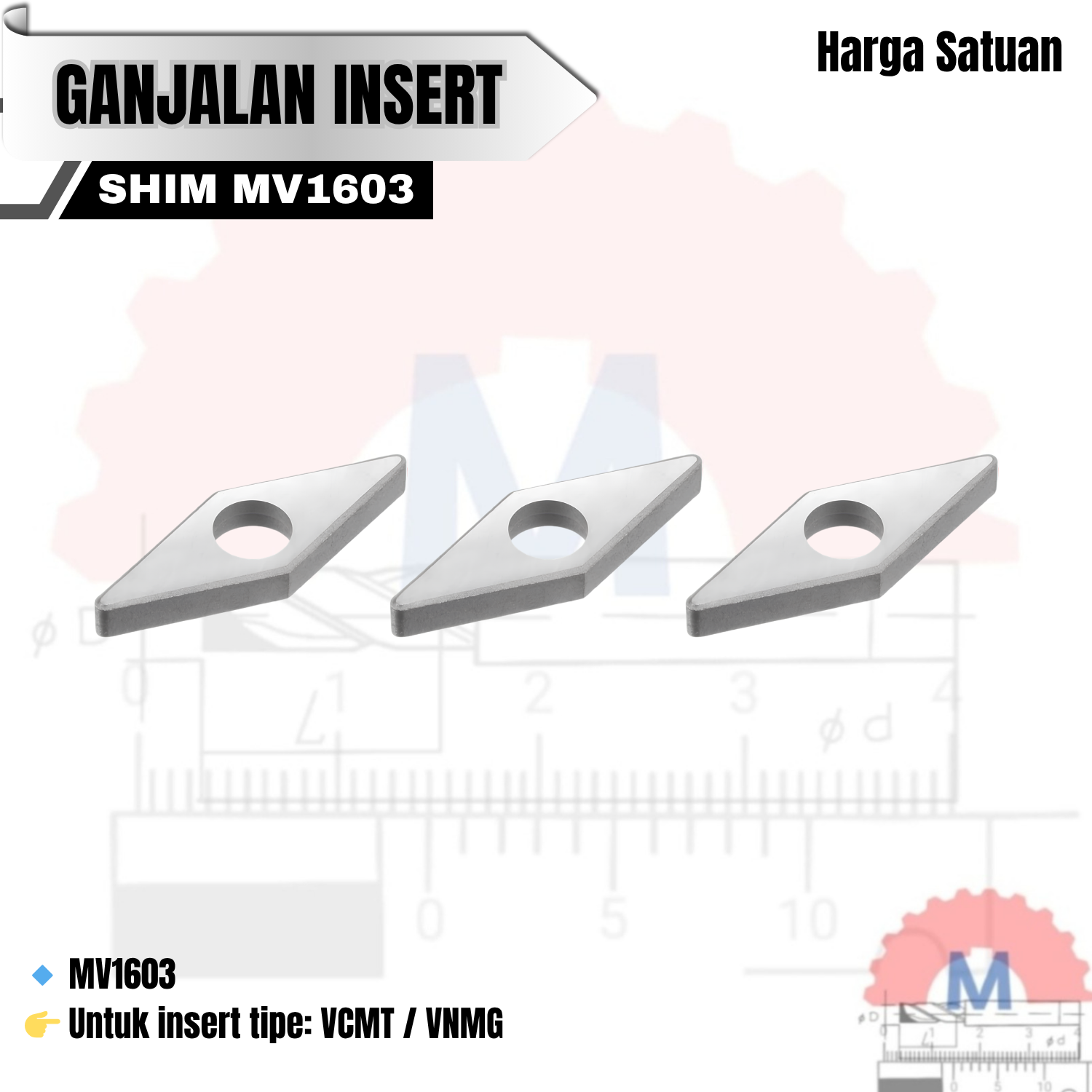 Shim Insert Carbide / Ganjalan Insert Bubut (Berbagai Tipe)