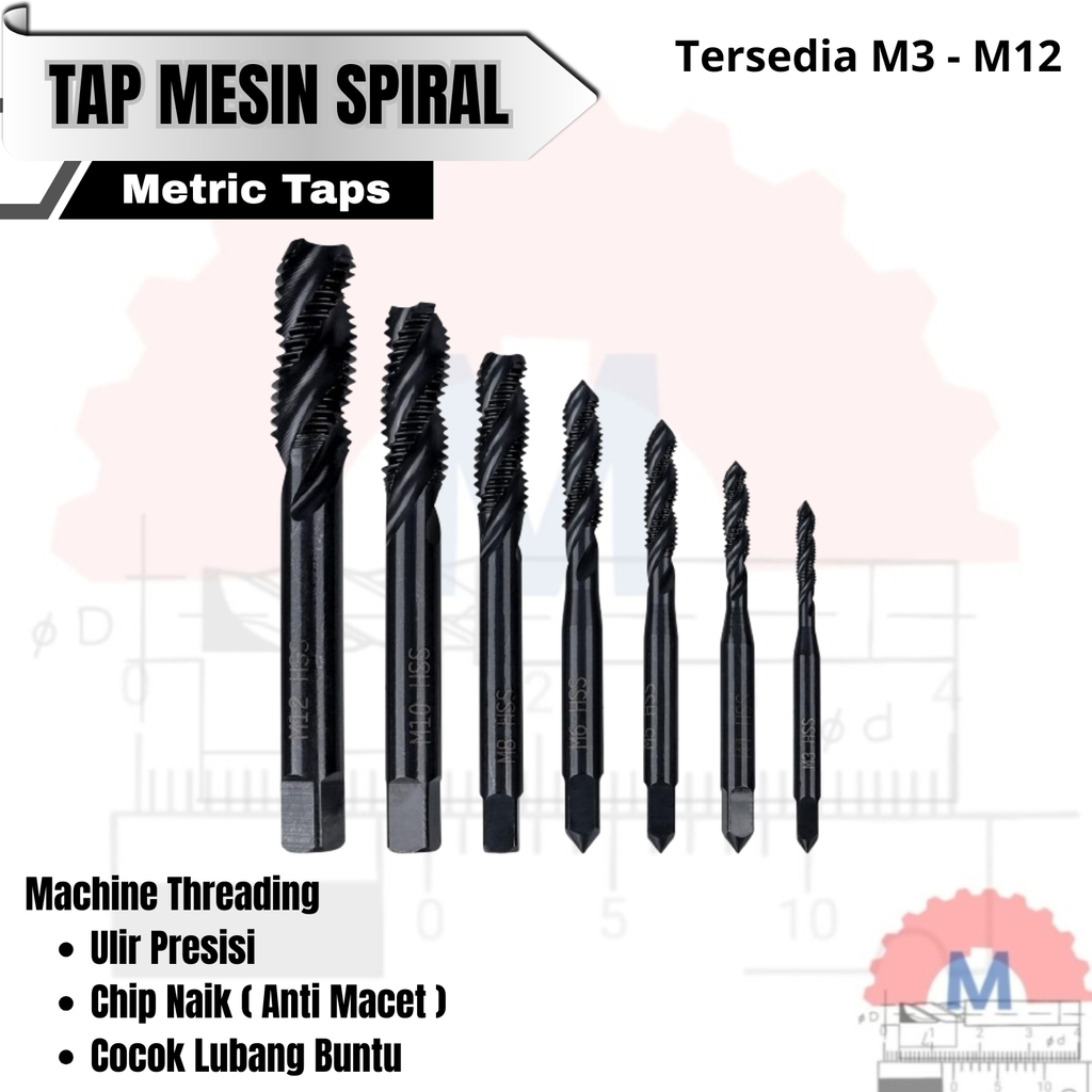 Spiral Tap HSS Machine Tap M3-M12 / Tap Ulir Mesin Spiral Besi