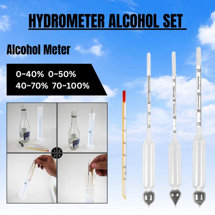 Alcohol Hydrometer Ethanol Tester Set 0-50 & 0-100