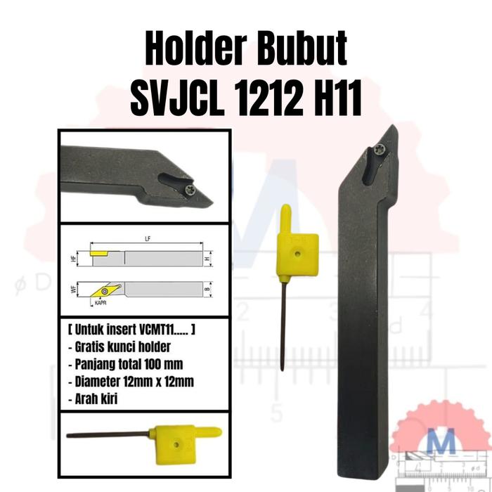 Holder Bubut Kiri SVJCL1212-H11 Untuk Insert VCMT11