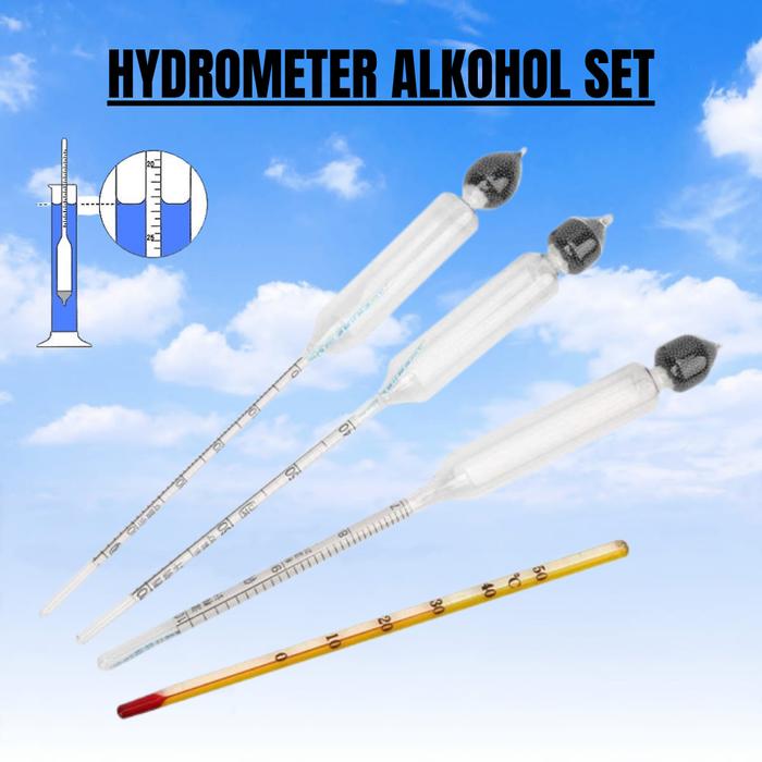 Alcohol Hydrometer Ethanol Tester Set 0-50 & 0-100